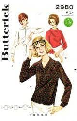 2980 1960S ROLL COLLAR BLOUSE,ASCOT PATTERN 12 32